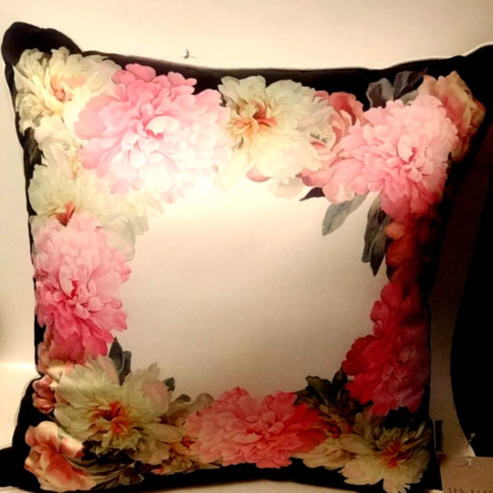 Ted Baker London Painted Posie Accent Pillow Floral Sateen Poly 18” Square Zip